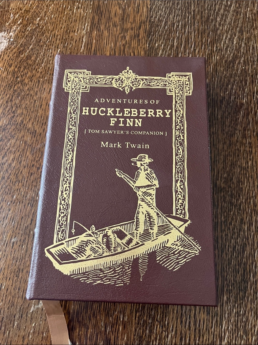 Adventures of Huckleberry Finn Leatherette Hardcover - Brown with Gold Foil Book